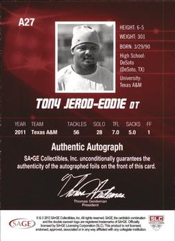 2012 SAGE HIT - Autographs Gold #A27 Tony Jerod-Eddie Back