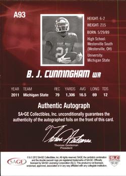 2012 SAGE HIT - Autographs Gold #A93 B.J. Cunningham Back