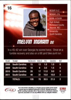 2012 SAGE HIT - Red Glitter #16 Melvin Ingram Back