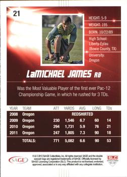2012 SAGE HIT - Red Glitter #21 LaMichael James Back