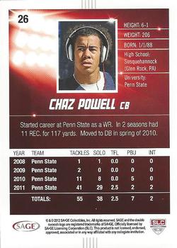 2012 SAGE HIT - Red Glitter #26 Chaz Powell Back