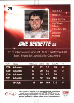 2012 SAGE HIT - Red Glitter #29 Jake Bequette Back