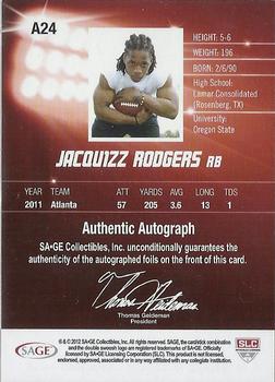 2012 SAGE HIT - Sophomore Autographs #A24 Jacquizz Rodgers Back