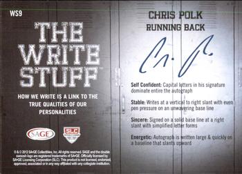 2012 SAGE HIT - Write Stuff #WS9 Chris Polk Back