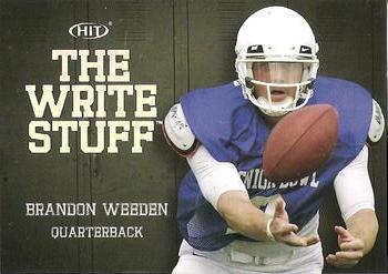 2012 SAGE HIT - Write Stuff #WS10 Brandon Weeden Front