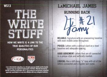 2012 SAGE HIT - Write Stuff #WS13 LaMichael James Back