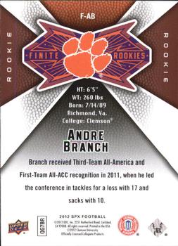 2012 SPx - Finite Rookies #F-AB Andre Branch Back