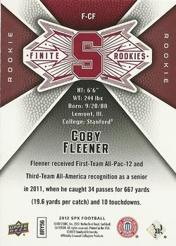 2012 SPx - Finite Rookies #F-CF Coby Fleener Back
