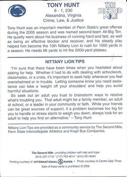 2006 The Second Mile Penn State Nittany Lions Tips: Fall Edition #NNO Tony Hunt Back