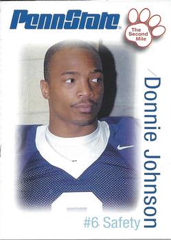 2006 The Second Mile Penn State Nittany Lions Tips: Fall Edition #NNO Donnie Johnson Front