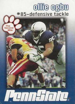 2008 The Second Mile Penn State Nittany Lions Tips: Fall Edition #NNO Ollie Ogbu Front