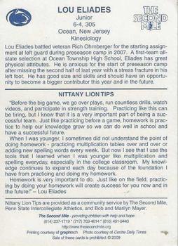 2009 The Second Mile Penn State Nittany Lions Tips: Fall Edition #NNO Lou Eliades Back