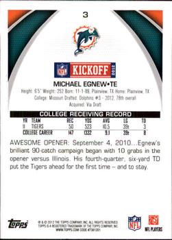 2012 Topps Kickoff #3 Michael Egnew Back