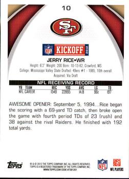 2012 Topps Kickoff #10 Jerry Rice Back