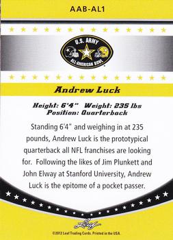 2012 Leaf Draft - Army All-American Bowl #AAB-AL1 Andrew Luck Back