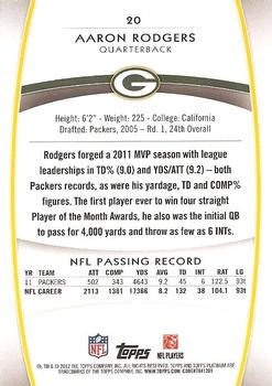 2012 Topps Platinum #20 Aaron Rodgers Back