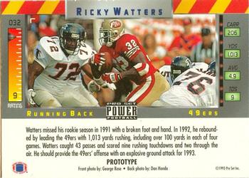 1993 Pro Set Power - Prototypes #032 Ricky Watters Back