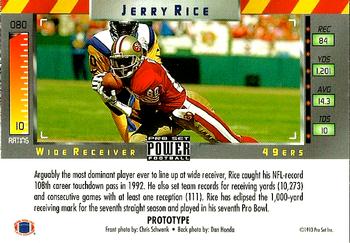 1993 Pro Set Power - Prototypes #080 Jerry Rice Back