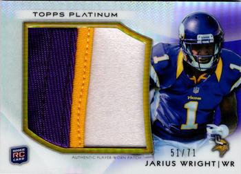 2012 Topps Platinum - Rookie Jersey Patch #PRP-JW Jarius Wright Front
