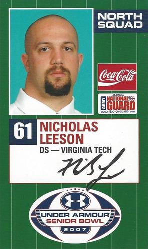 2007 Senior Bowl #NNO Nicholas Leeson Front