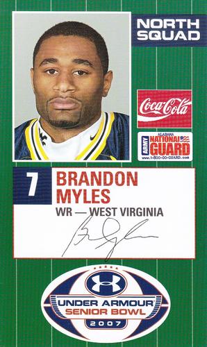 2007 Senior Bowl #NNO Brandon Myles Front