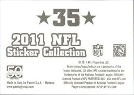 2011 Panini Stickers #35 Wes Welker Back