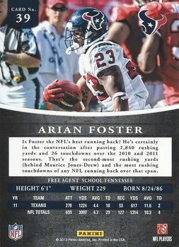 2012 Panini Prominence #39 Arian Foster Back