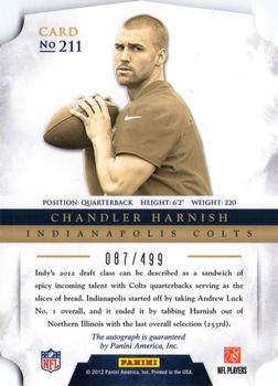 2012 Panini Prominence #211 Chandler Harnish Back