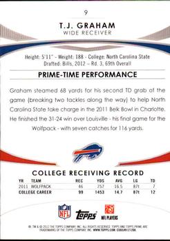 2012 Topps Prime (Hobby) #9 T.J. Graham Back
