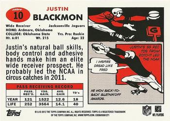 2012 Topps - 1957 Blue #10 Justin Blackmon Back