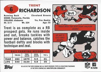 2012 Topps - 1957 Blue #6 Trent Richardson Back
