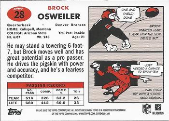 2012 Topps - 1957 Green #28 Brock Osweiler Back