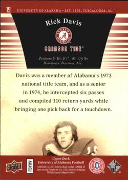 2012 Upper Deck University of Alabama #19 Rick Davis Back
