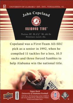 2012 Upper Deck University of Alabama #61 John Copeland Back