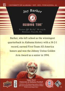 2012 Upper Deck University of Alabama #65 Jay Barker Back