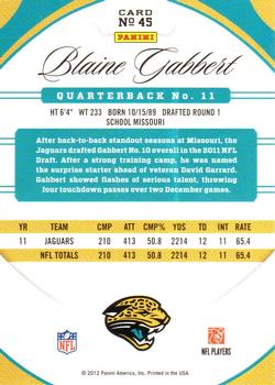 2012 Panini Certified #45 Blaine Gabbert Back