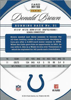 2012 Panini Certified #50 Donald Brown Back