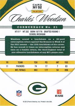 2012 Panini Certified #92 Charles Woodson Back