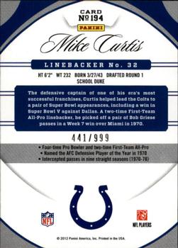 2012 Panini Certified #194 Mike Curtis Back