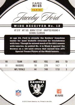 2012 Panini Certified #65 Jacoby Ford Back