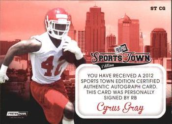 2012 Press Pass Sports Town #ST CG Cyrus Gray Back