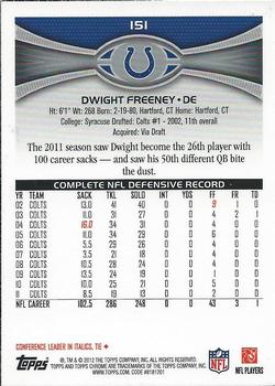 2012 Topps Chrome #151 Dwight Freeney Back