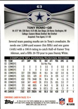 2012 Topps Chrome #63 Tony Romo Back