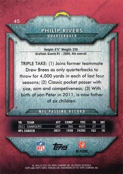 2012 Topps Triple Threads #45 Philip Rivers Back