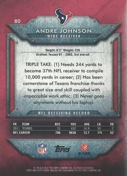 2012 Topps Triple Threads #80 Andre Johnson Back