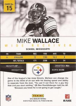 2012 Panini Absolute #15 Mike Wallace Back
