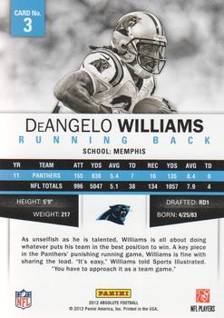 2012 Panini Absolute #3 DeAngelo Williams Back