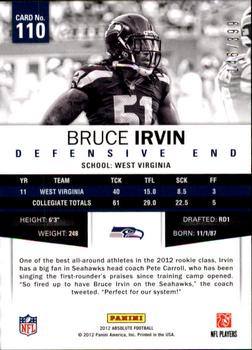 2012 Panini Absolute #110 Bruce Irvin Back