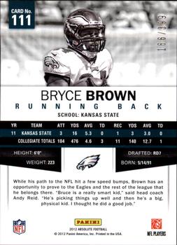2012 Panini Absolute #111 Bryce Brown Back