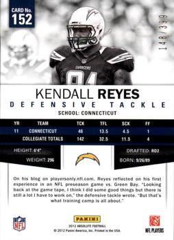 2012 Panini Absolute #152 Kendall Reyes Back